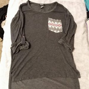 rue 21 3/4 Sleeve Pocket Shirt Grey